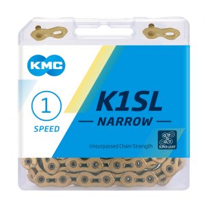 Cadena KMC K1SL NARROW 1 vel. pista dorada