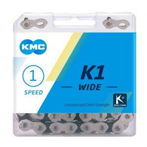 Cadena KMC K1 WIDE 1 vel. pista plata-negro